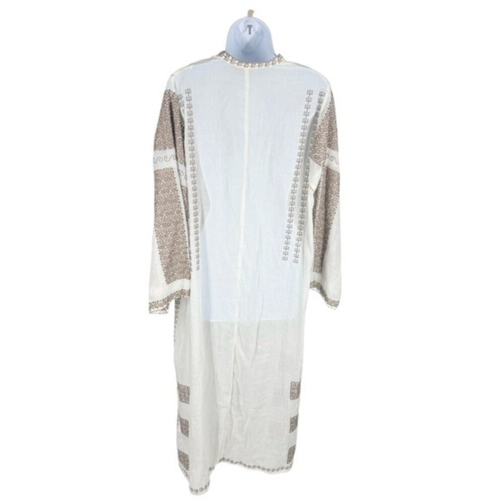 Tuckernuck x India Hicks Caftan Dress Cream Brown Print Maxi NWT Size S - Picture 4 of 14